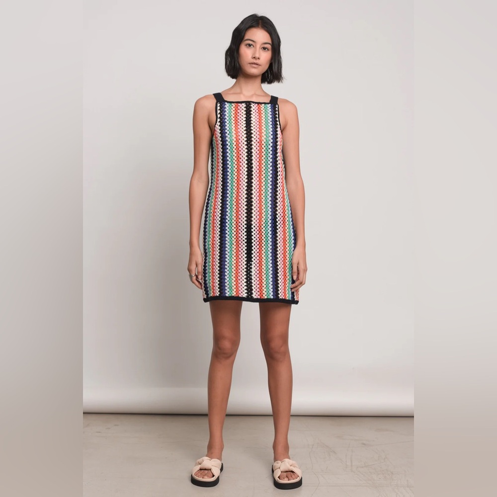 Eleven Six Anthropologie “Perla” rainbow crochet boho beach festival dress S M